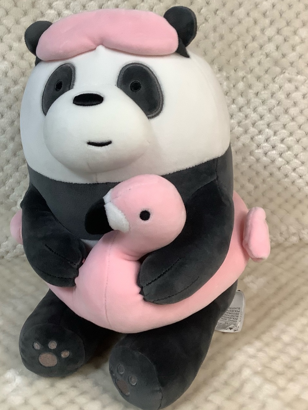Miniso We Bare Bears Plush Panda Bear Pink Flamingo Floatie Stuffed Animal Toy